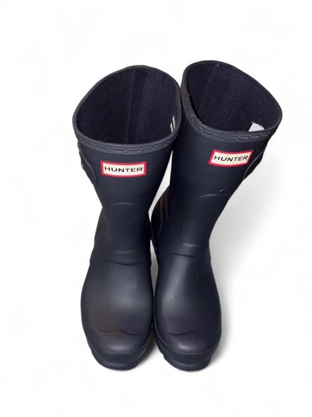 Hunter Women’s 7. Dark Navy Rubber Mid-Calf Rain Boots Buckle Round Toe